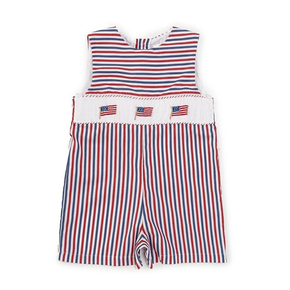 Edgehill Collection Other - Edgehill Collection 2T Smocked American Flag One Piece Outfit Jon Jon Boys NWT